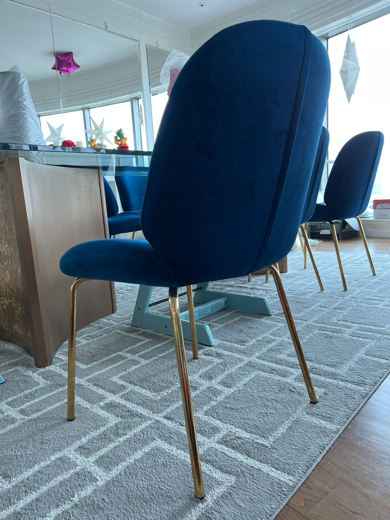 blue velvet chair 藍色絲絨椅 x 8pc