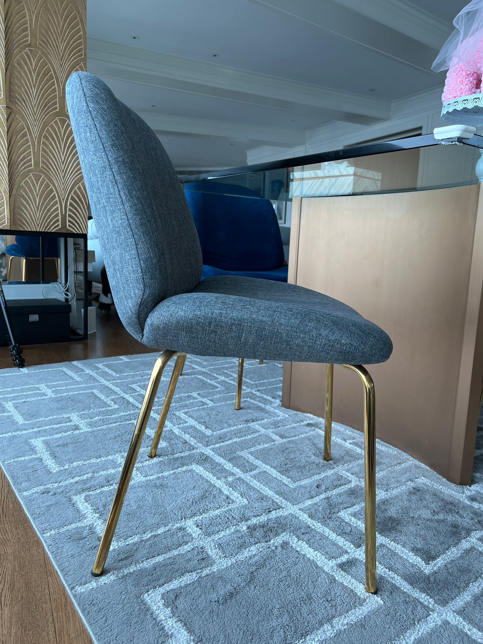 Grey velvet chair 灰色絲絨椅 x 2pc