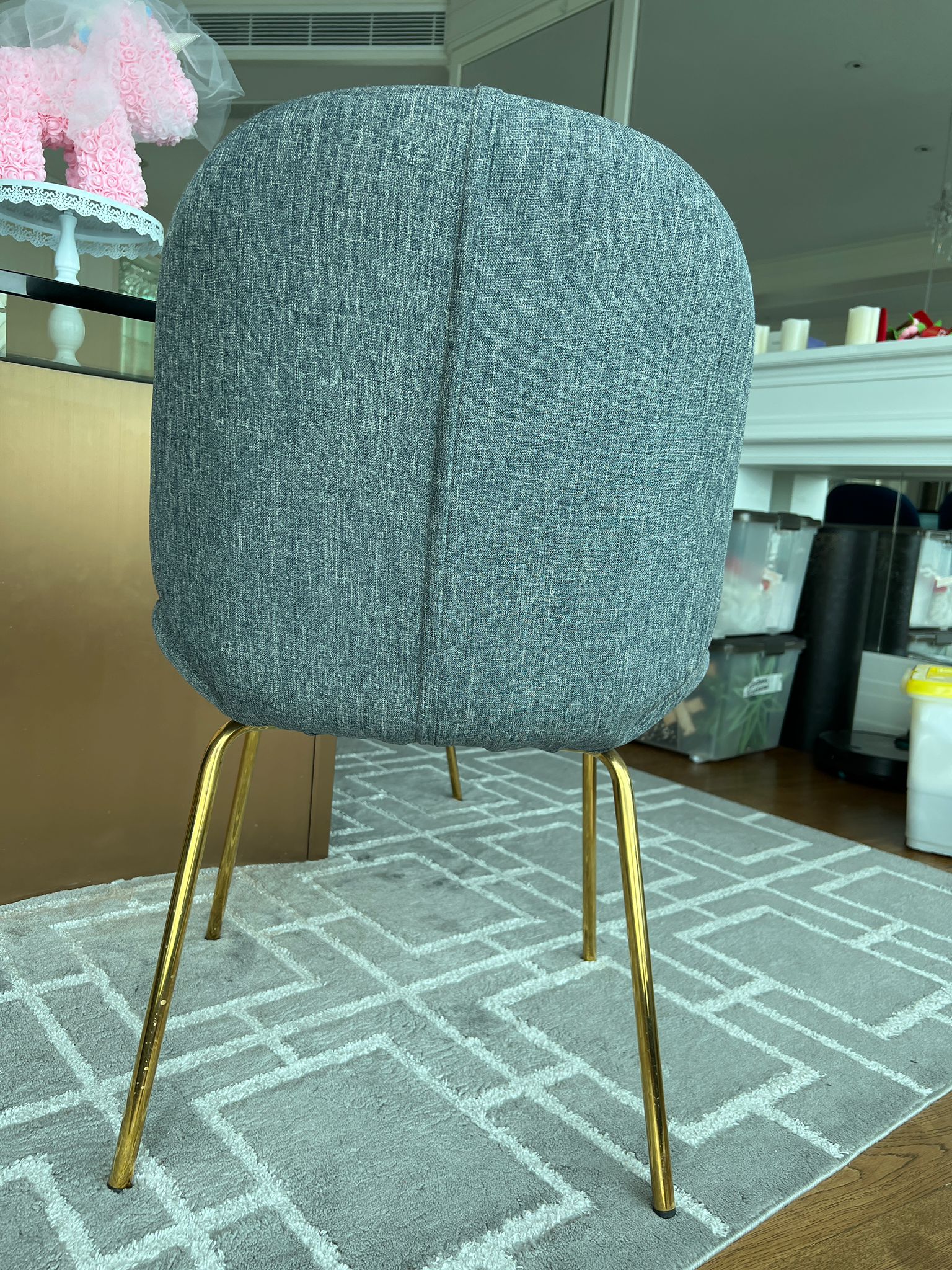 Grey velvet chair 灰色絲絨椅 x 2pc