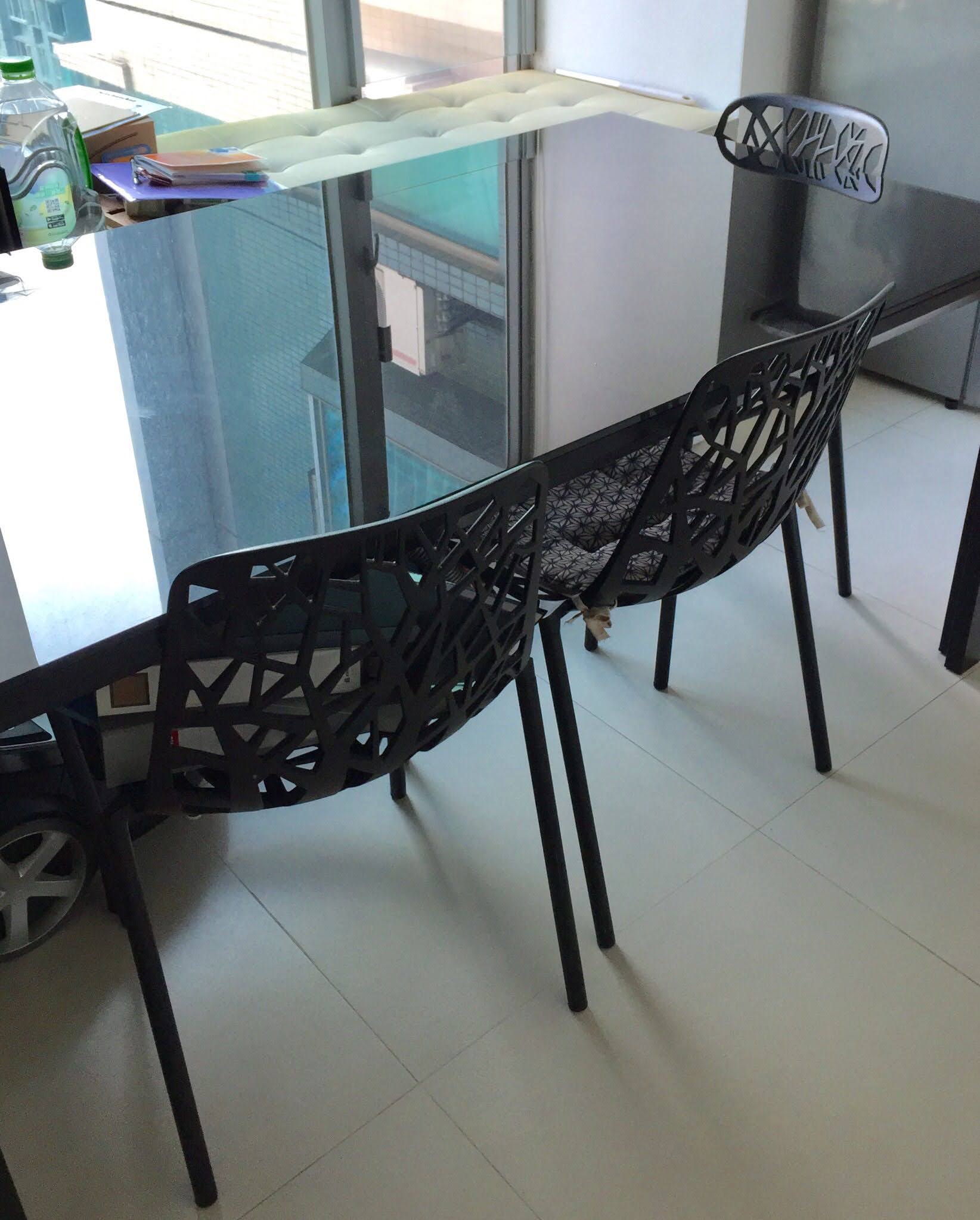 Glass Top Table With Alum Frame L175 W90 H74cm