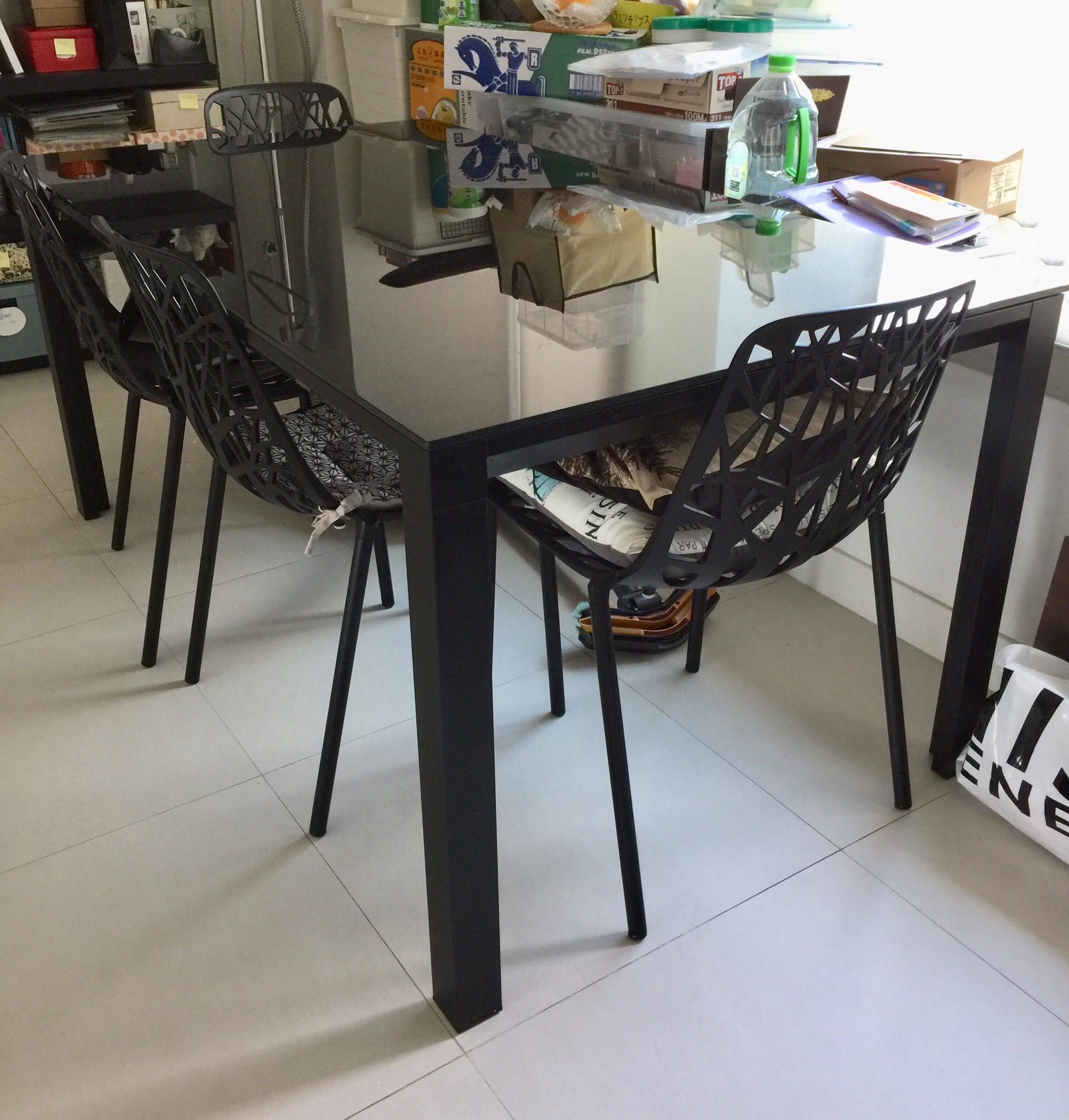 Glass Top Table With Alum Frame L175 W90 H74cm