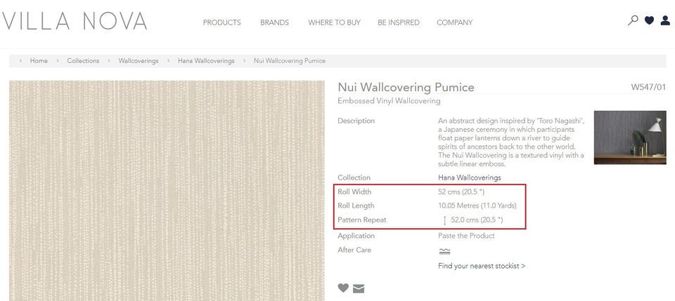 Non sticker Villanova Wall Covering 2 roll