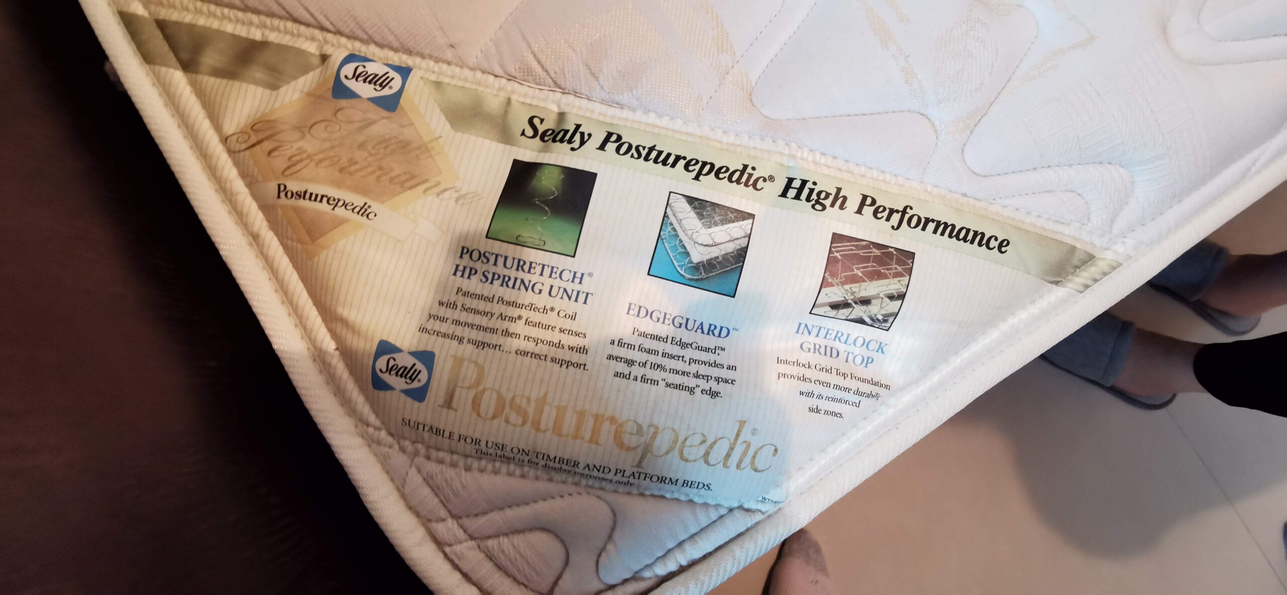 Sealy Single Mattress 830 x 1800 x 20mm