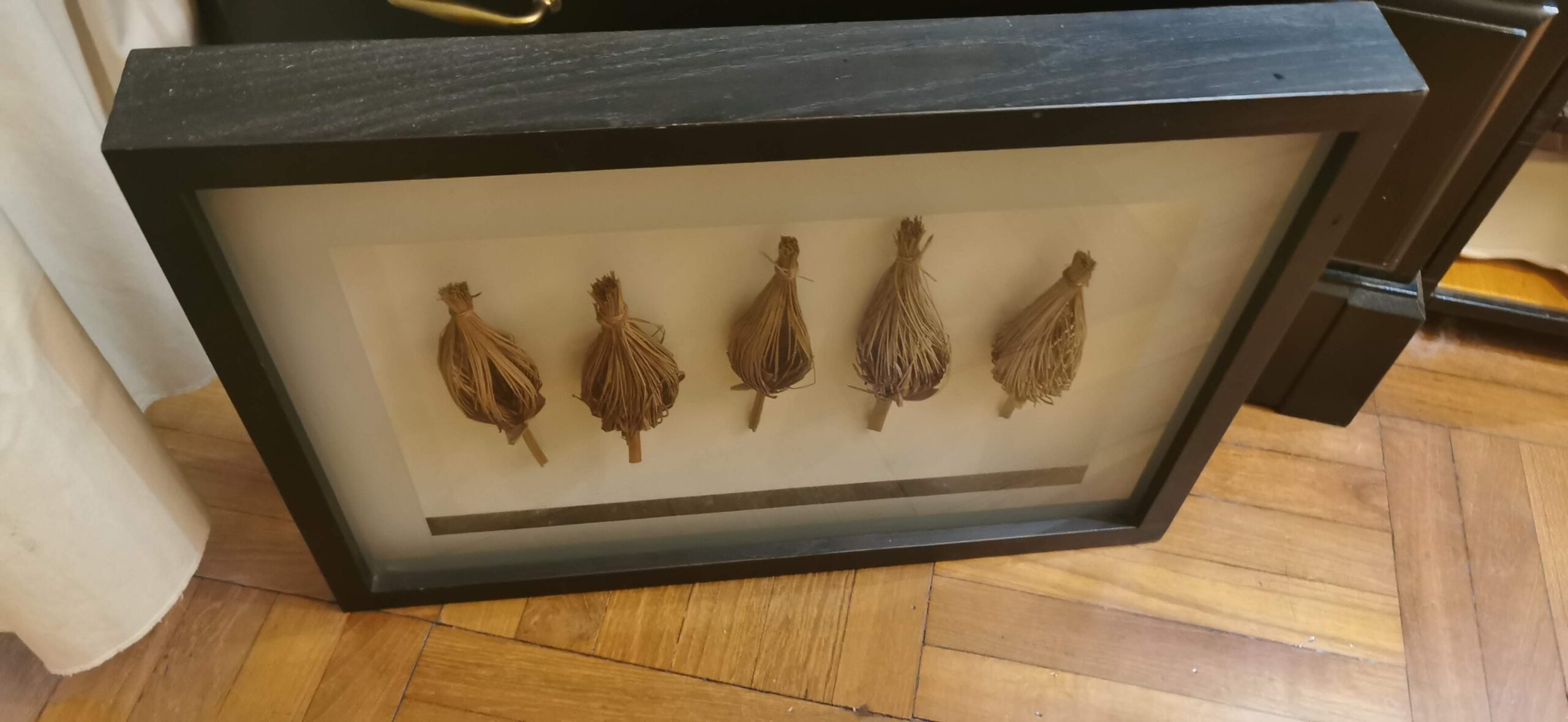 Wood frame dry plant wall art