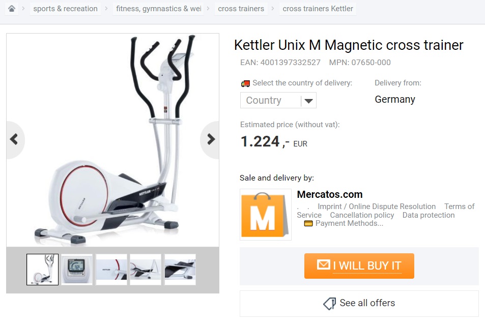 kettler Inix magnetic Cross Trainer