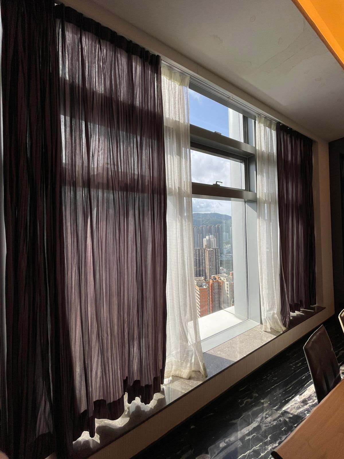 Dark Purple Drapery & Sheer x 2 pairs