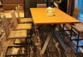 Wooden Dining Table with Metal Leg