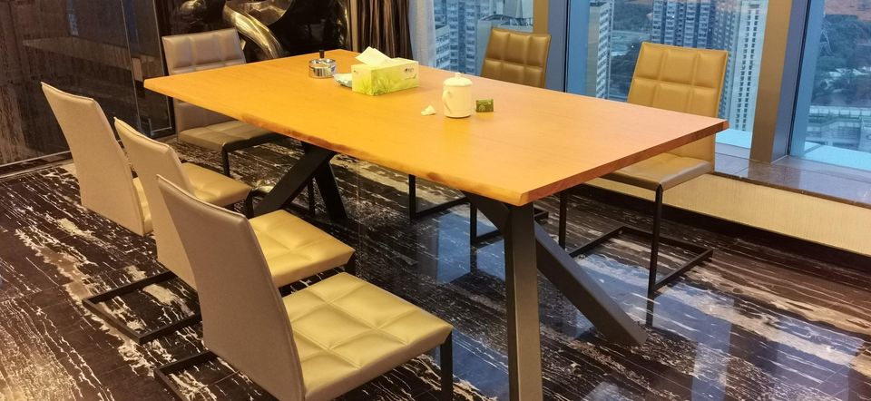 Wooden Dining Table with Metal Leg