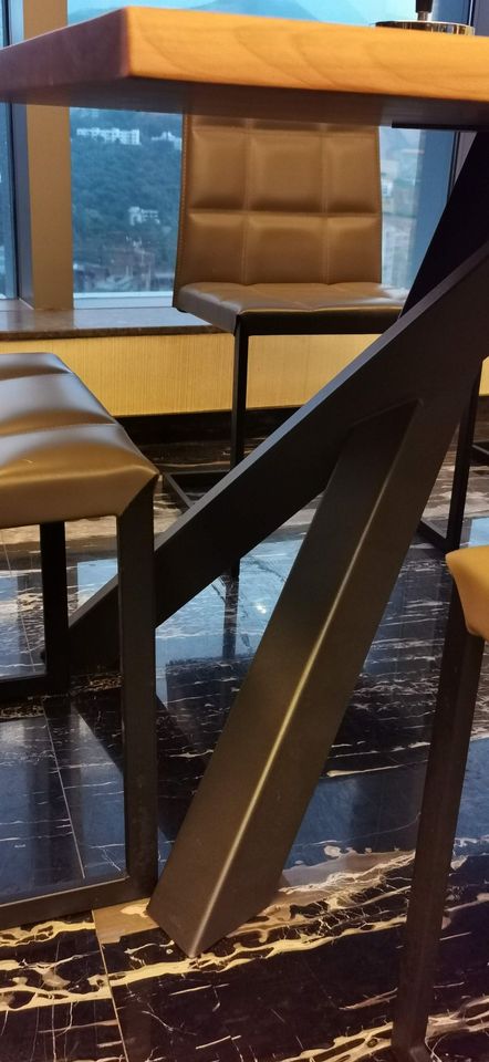 Wooden Dining Table with Metal Leg