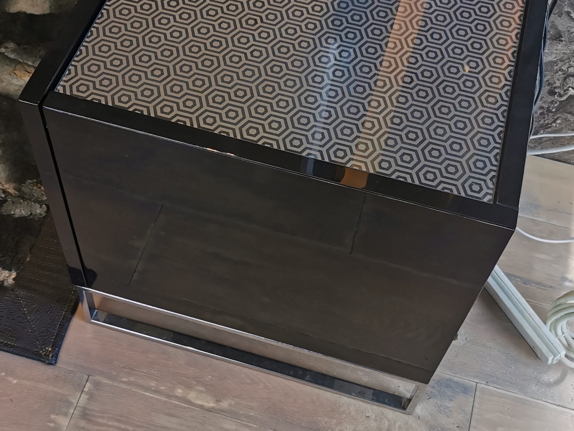 High Gloss Black TV cabinet L2000 D450 H470mm